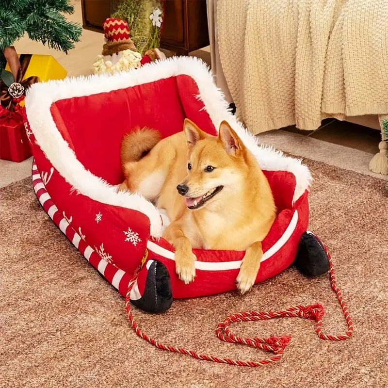 Cama Trineo Navideña para Mascotas